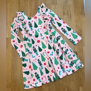 Eleanor Rose 8 Pink Long Sleeve Christmas Dress Fit & Flare Ruffle Shoulder